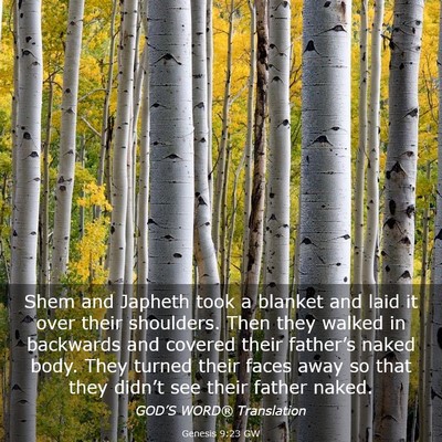 Picture 03 - Genesis 9:23 GW - Shem and Japheth took a blanket and laid it over - Bible Verse Picture