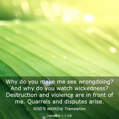 Picture 03 - Habakkuk 1:3 GW - Why do you make me see wrongdoing? And why do you - Bible Verse Picture