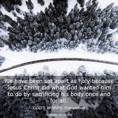 Picture 03 - Hebrews 10:10 GW - We have been set apart as holy because Jesus - Bible Verse Picture