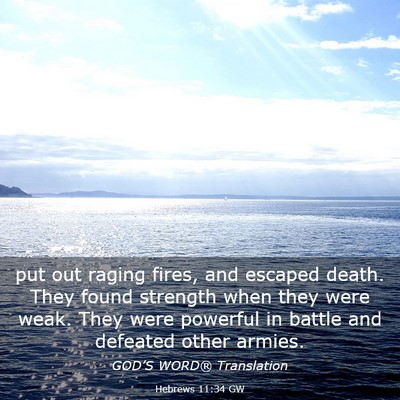 Picture 03 - Hebrews 11:34 GW - put out raging fires, and escaped death. They - Bible Verse Picture