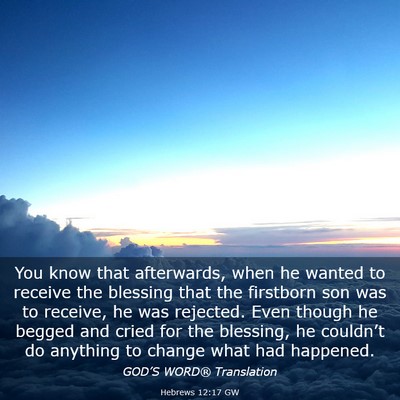 Picture 03 - Hebrews 12:17 GW - You know that afterwards, when he wanted to - Bible Verse Picture