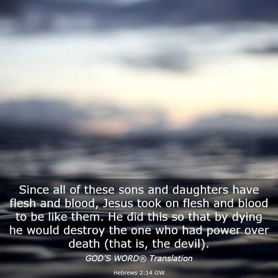 Picture 03 - Hebrews 2:14 GW - Since all of these sons and daughters have flesh - Bible Verse Picture