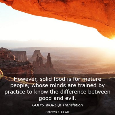Picture 03 - Hebrews 5:14 GW - However, solid food is for mature people, whose - Bible Verse Picture