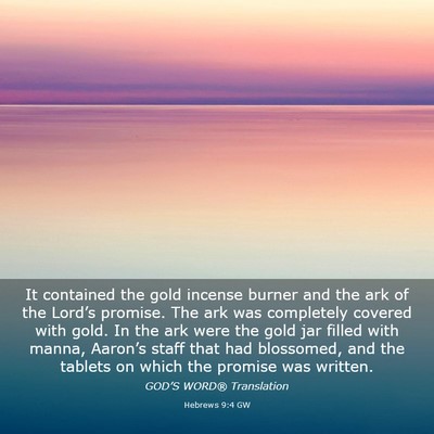 Picture 03 - Hebrews 9:4 GW - It contained the gold incense burner and the ark - Bible Verse Picture