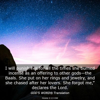 Picture 03 - Hosea 2:13 GW - I will punish her for all the times she burned - Bible Verse Picture