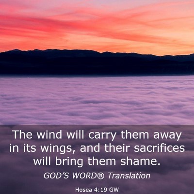 Picture 03 - Hosea 4:19 GW - The wind will carry them away in its wings, and - Bible Verse Picture
