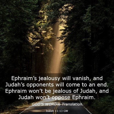 Picture 03 - Isaiah 11:13 GW - Ephraim’s jealousy will vanish, and Judah’s - Bible Verse Picture