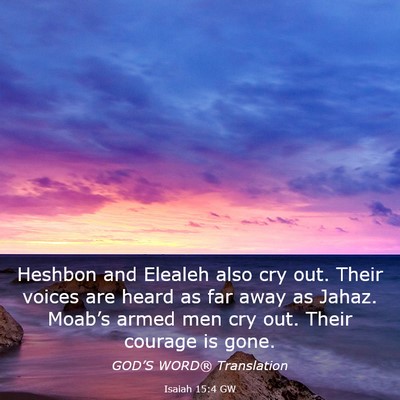 Picture 03 - Isaiah 15:4 GW - Heshbon and Elealeh also cry out. Their voices - Bible Verse Picture