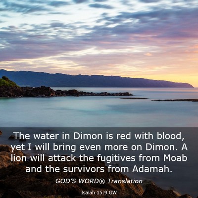 Picture 03 - Isaiah 15:9 GW - The water in Dimon is red with blood, yet I will - Bible Verse Picture