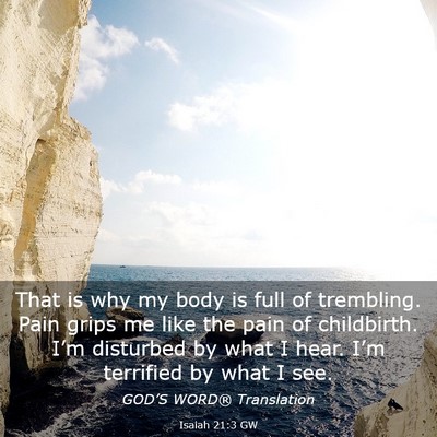 Picture 03 - Isaiah 21:3 GW - That is why my body is full of trembling. Pain - Bible Verse Picture