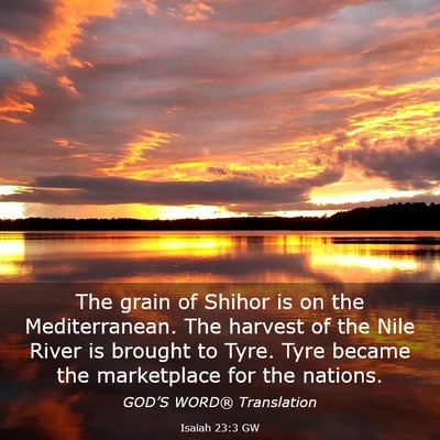 Picture 03 - Isaiah 23:3 GW - The grain of Shihor is on the Mediterranean. The - Bible Verse Picture