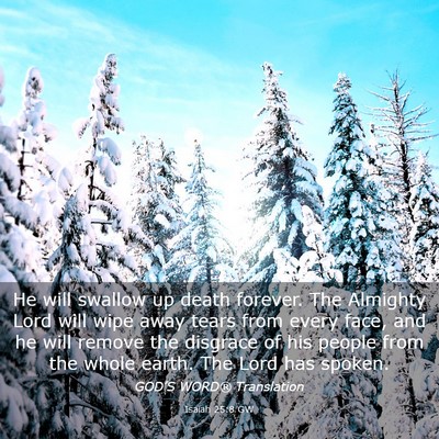Picture 03 - Isaiah 25:8 GW - He will swallow up death forever. The Almighty - Bible Verse Picture