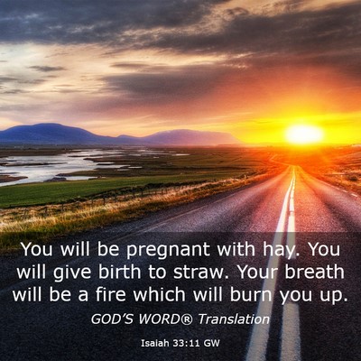 Picture 03 - Isaiah 33:11 GW - You will be pregnant with hay. You will give - Bible Verse Picture