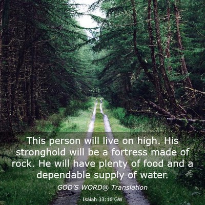 Picture 03 - Isaiah 33:16 GW - This person will live on high. His stronghold - Bible Verse Picture