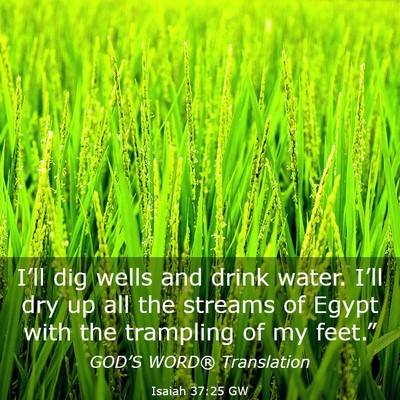 Picture 03 - Isaiah 37:25 GW - I’ll dig wells and drink water. I’ll dry up - Bible Verse Picture