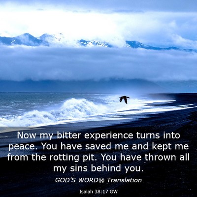 Picture 03 - Isaiah 38:17 GW - Now my bitter experience turns into peace. You - Bible Verse Picture