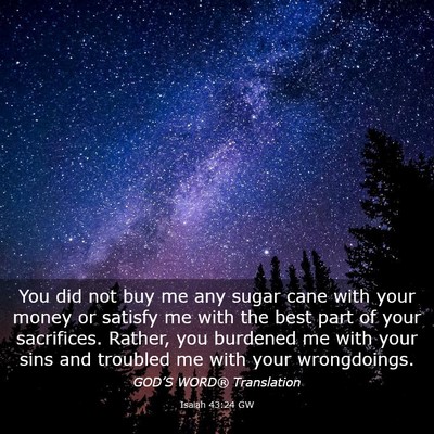 Picture 03 - Isaiah 43:24 GW - You did not buy me any sugar cane with your money - Bible Verse Picture