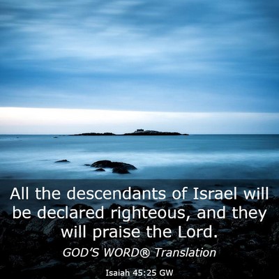 Picture 03 - Isaiah 45:25 GW - All the descendants of Israel will be declared - Bible Verse Picture