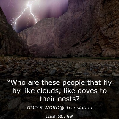Picture 03 - Isaiah 60:8 GW - “Who are these people that fly by like clouds, - Bible Verse Picture
