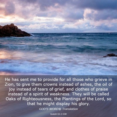 Picture 03 - Isaiah 61:3 GW - He has sent me to provide for all those who - Bible Verse Picture