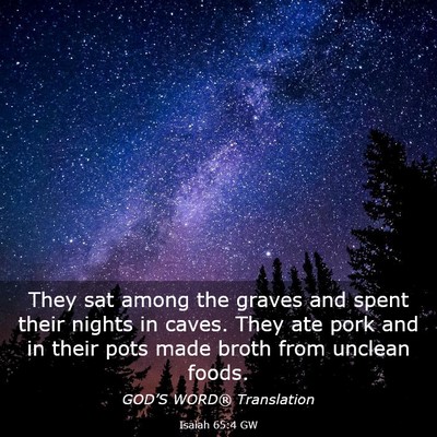 Picture 03 - Isaiah 65:4 GW - They sat among the graves and spent their nights - Bible Verse Picture