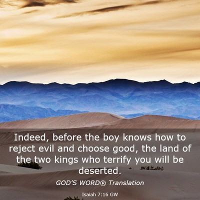 Picture 03 - Isaiah 7:16 GW - Indeed, before the boy knows how to reject evil - Bible Verse Picture