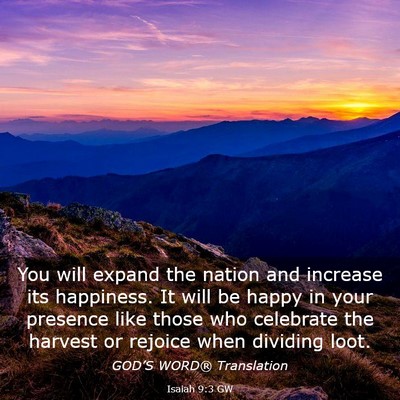Picture 03 - Isaiah 9:3 GW - You will expand the nation and increase its - Bible Verse Picture