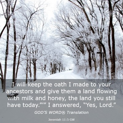 Picture 03 - Jeremiah 11:5 GW - I will keep the oath I made to your ancestors and - Bible Verse Picture
