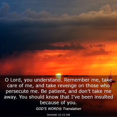 Picture 03 - Jeremiah 15:15 GW - O Lord, you understand. Remember me, take care of - Bible Verse Picture