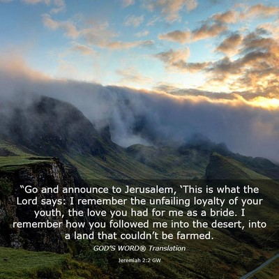 Picture 03 - Jeremiah 2:2 GW - “Go and announce to Jerusalem, ‘This is what - Bible Verse Picture