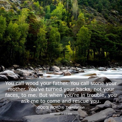Picture 03 - Jeremiah 2:27 GW - You call wood your father. You call stone your - Bible Verse Picture