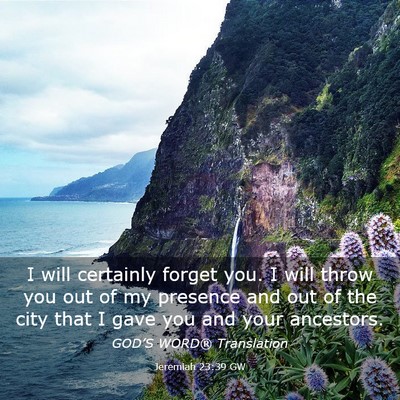 Picture 03 - Jeremiah 23:39 GW - I will certainly forget you. I will throw you out - Bible Verse Picture