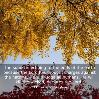 Picture 03 - Jeremiah 25:31 GW - The sound is echoing to the ends of the earth - Bible Verse Picture