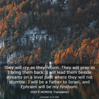 Picture 03 - Jeremiah 31:9 GW - They will cry as they return. They will pray as I - Bible Verse Picture