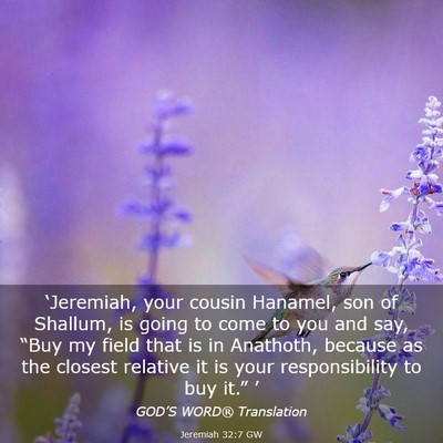 Picture 03 - Jeremiah 32:7 GW - ‘Jeremiah, your cousin Hanamel, son of Shallum, - Bible Verse Picture