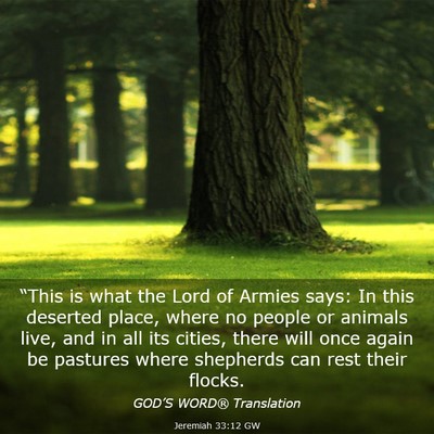 Picture 03 - Jeremiah 33:12 GW - “This is what the Lord of Armies says: In this - Bible Verse Picture