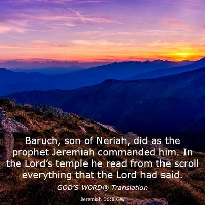 Picture 03 - Jeremiah 36:8 GW - Baruch, son of Neriah, did as the prophet - Bible Verse Picture