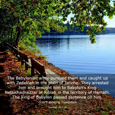 Picture 03 - Jeremiah 39:5 GW - The Babylonian army pursued them and caught up - Bible Verse Picture