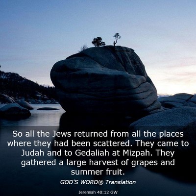 Picture 03 - Jeremiah 40:12 GW - So all the Jews returned from all the places - Bible Verse Picture