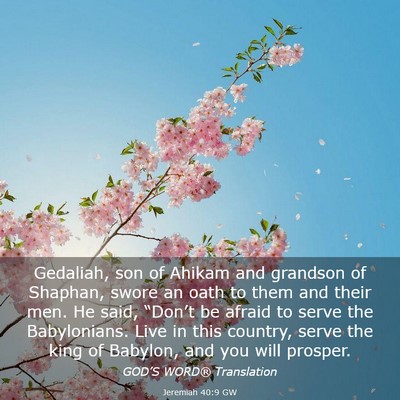 Picture 03 - Jeremiah 40:9 GW - Gedaliah, son of Ahikam and grandson of Shaphan, - Bible Verse Picture