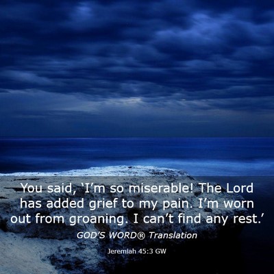 Picture 03 - Jeremiah 45:3 GW - You said, ‘I’m so miserable! The Lord has - Bible Verse Picture
