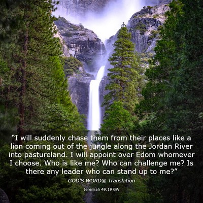 Picture 03 - Jeremiah 49:19 GW - “I will suddenly chase them from their places - Bible Verse Picture