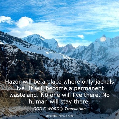 Picture 03 - Jeremiah 49:33 GW - Hazor will be a place where only jackals live. It - Bible Verse Picture