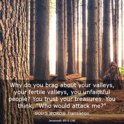 Picture 03 - Jeremiah 49:4 GW - Why do you brag about your valleys, your fertile - Bible Verse Picture