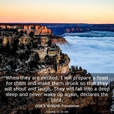 Picture 03 - Jeremiah 51:39 GW - When they are excited, I will prepare a feast for - Bible Verse Picture