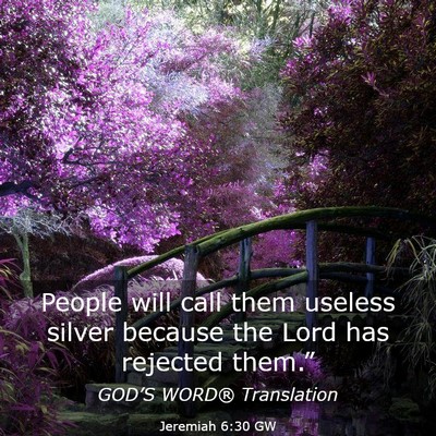 Picture 03 - Jeremiah 6:30 GW - People will call them useless silver because the - Bible Verse Picture