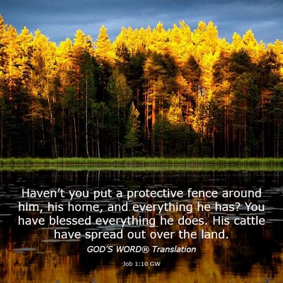 Picture 03 - Job 1:10 GW - Haven’t you put a protective fence around him, - Bible Verse Picture