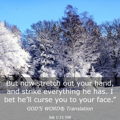Picture 03 - Job 1:11 GW - But now stretch out your hand, and strike - Bible Verse Picture