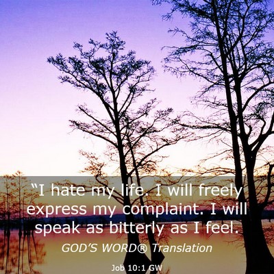 Picture 03 - Job 10:1 GW - “I hate my life. I will freely express my - Bible Verse Picture