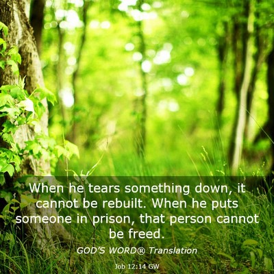 Picture 03 - Job 12:14 GW - When he tears something down, it cannot be - Bible Verse Picture